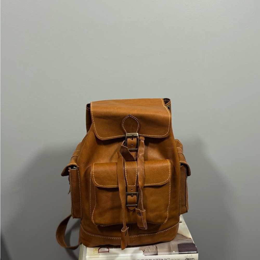 Handmade Brown Leather Backpack